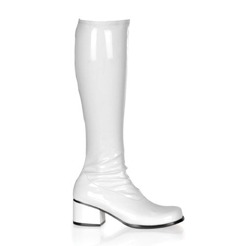 Stretch-Lackstiefel weiss