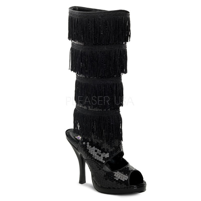 High Heel Plateau Stiefel mit Pailletten