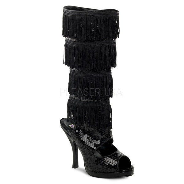 High Heel Plateau Stiefel mit Pailletten