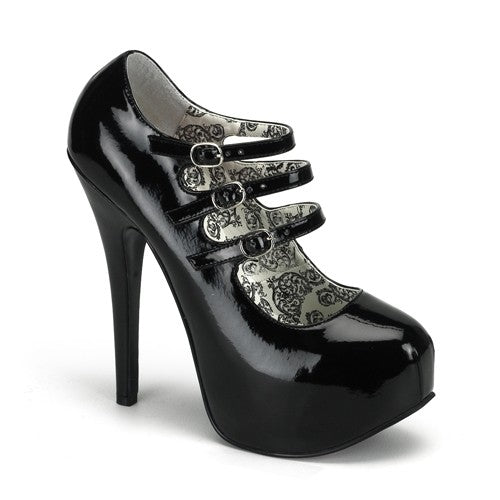 Plateau-Pumps mit Riemchen