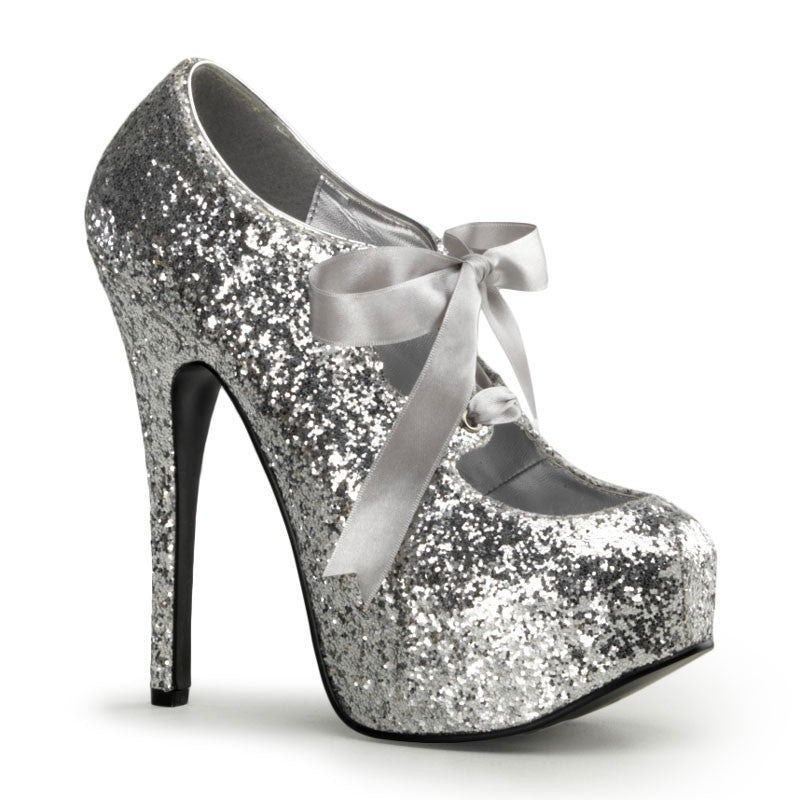 Plateau Schnür-Pumps mit Glitter