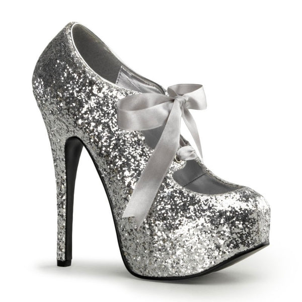 Plateau Schnür-Pumps mit Glitter