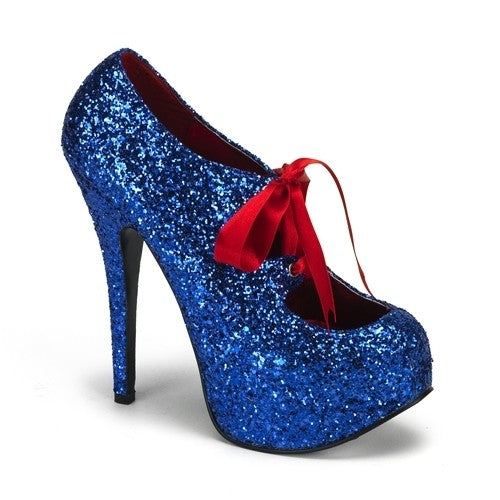 Plateau Schnür-Pumps mit Glitter