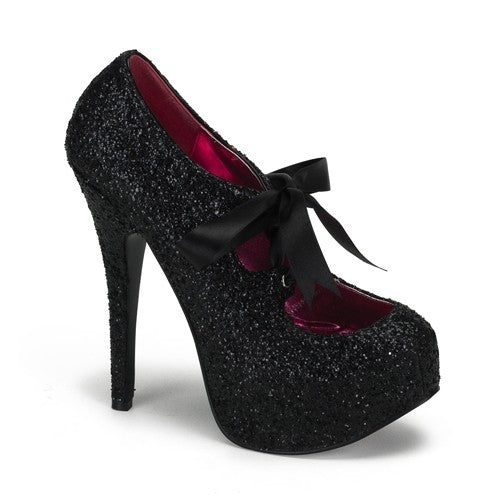 Plateau Schnür-Pumps mit Glitter