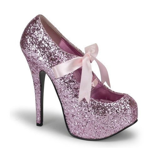 Plateau Schnür-Pumps mit Glitter