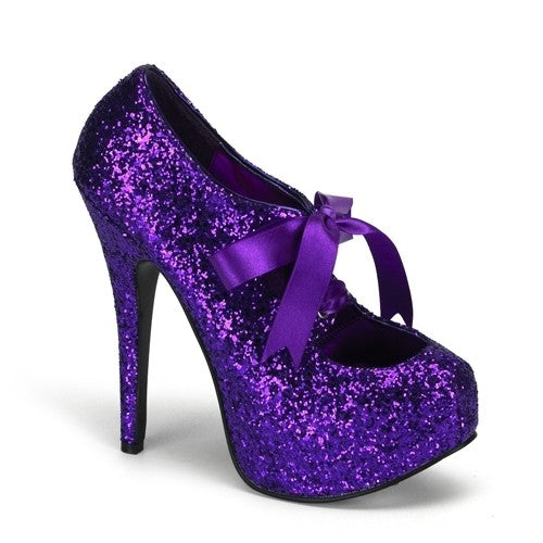 Plateau Schnür-Pumps mit Glitter
