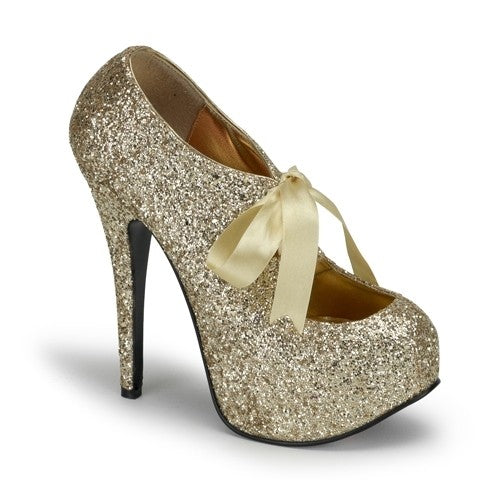 Plateau Schnür-Pumps mit Glitter