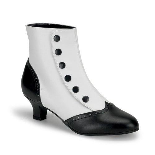 Zweifarbige Stiefeletten mit Druckknöpfen