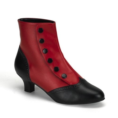 Zweifarbige Stiefeletten mit Druckknöpfen