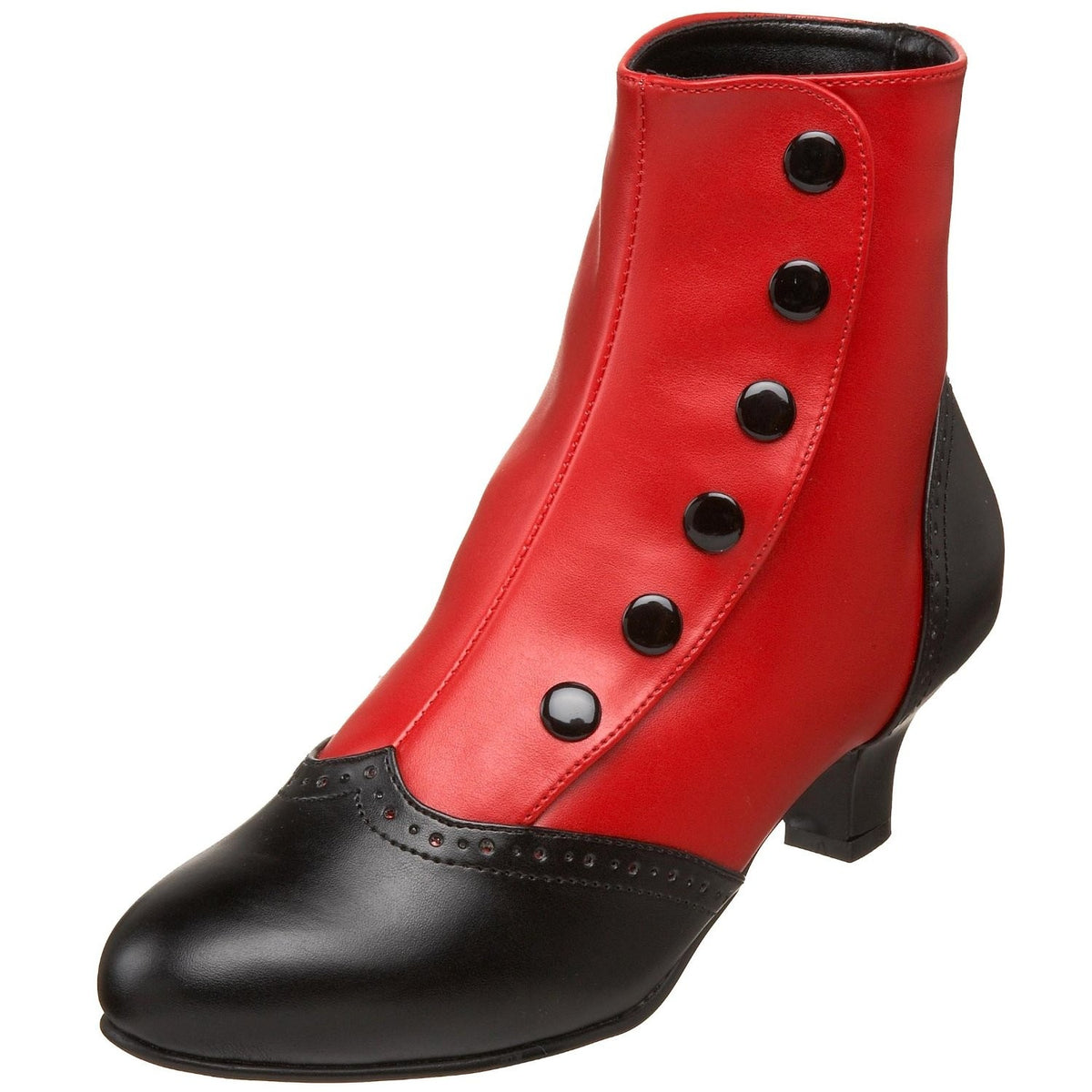 Zweifarbige Stiefeletten mit Druckknöpfen