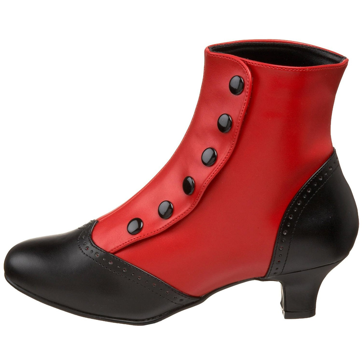 Zweifarbige Stiefeletten mit Druckknöpfen