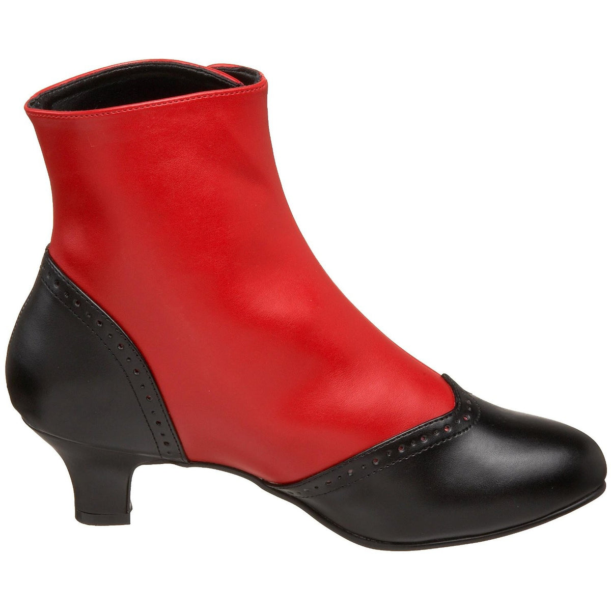 Zweifarbige Stiefeletten mit Druckknöpfen
