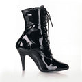 High Heel Lack Stiefeletten mit Schnürung
