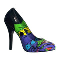 Bunte Pumps mit abgefahrenem Siebdruck