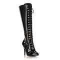 Kniestiefel mit auffälliger Frontschnürung