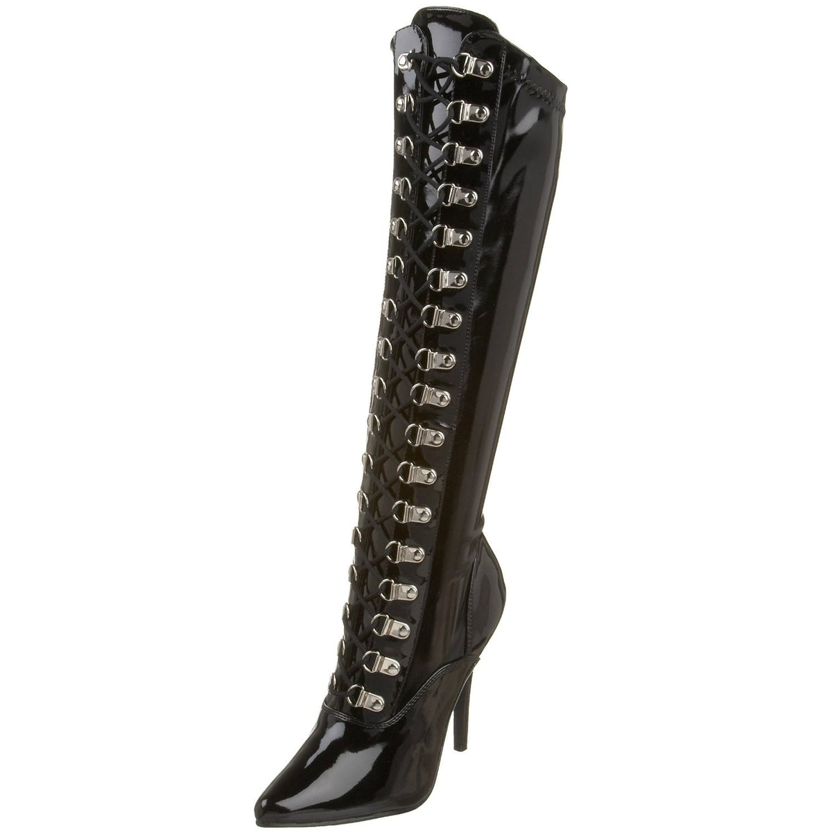 Stiefel aus Stretchlack mit Schnürung Lack