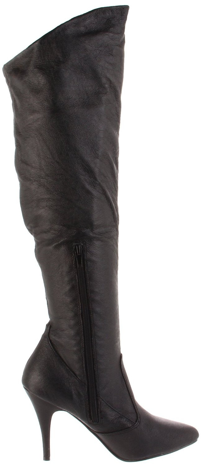Leder Stiefel mit umklappbaren Stulpen