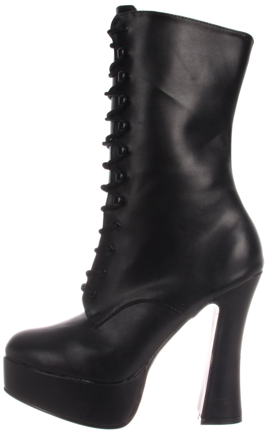 Kunstleder Plateau Stiefeletten mit Schnürung