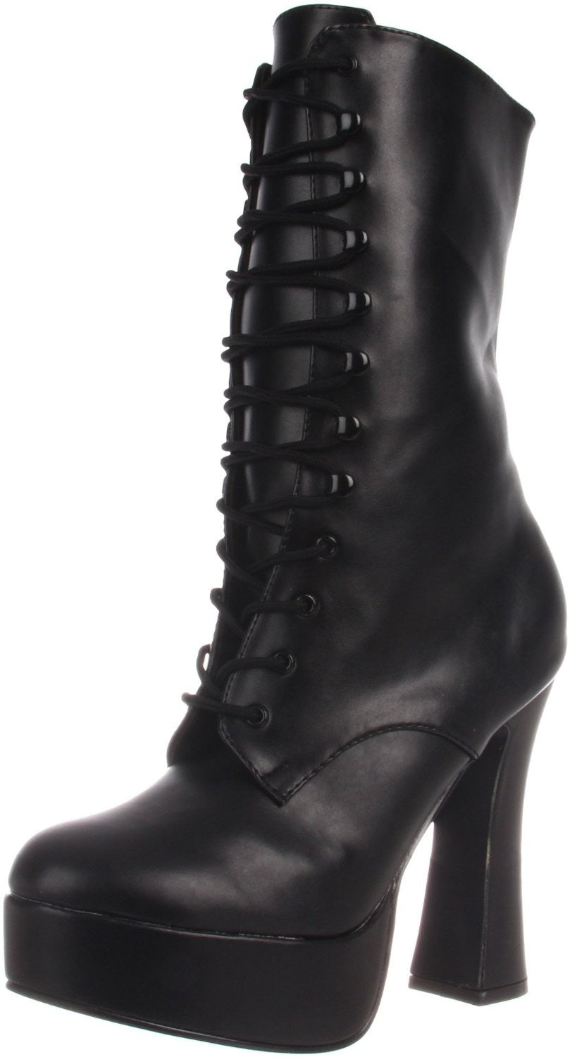 Kunstleder Plateau Stiefeletten mit Schnürung