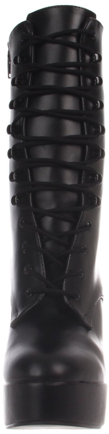 Kunstleder Plateau Stiefeletten mit Schnürung