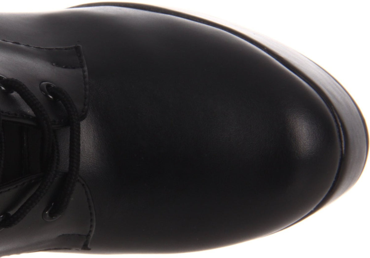 Kunstleder Plateau Stiefeletten mit Schnürung