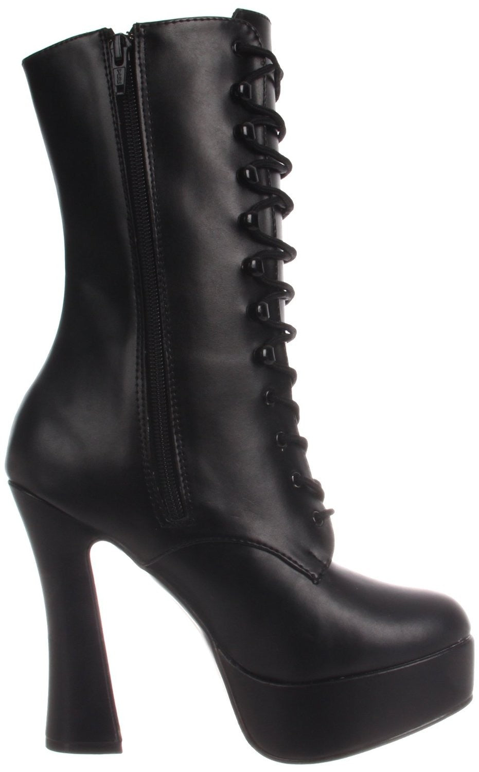 Kunstleder Plateau Stiefeletten mit Schnürung