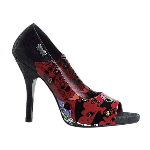 Kultige Pumps mit Peep-Toe und Comic-Siebdruck