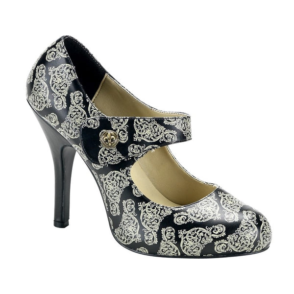 Steampunk Pumps in Lederimitat schwarz/creme