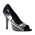 Schwarze Peep Toe Pumps mit UV-Druck