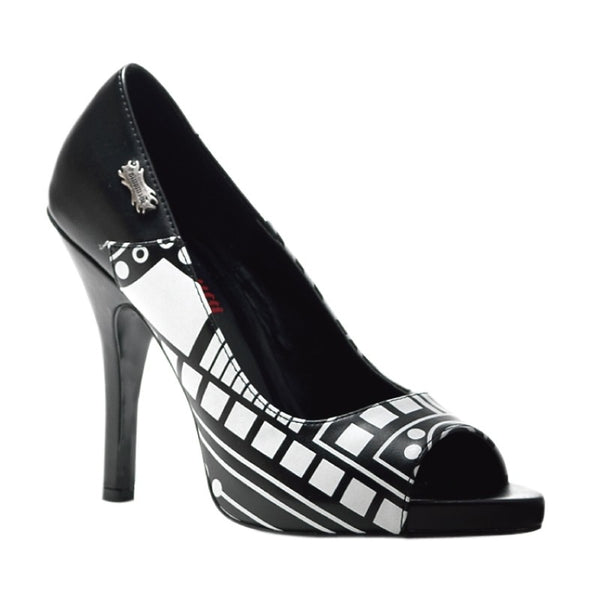 Schwarze Peep Toe Pumps mit UV-Druck
