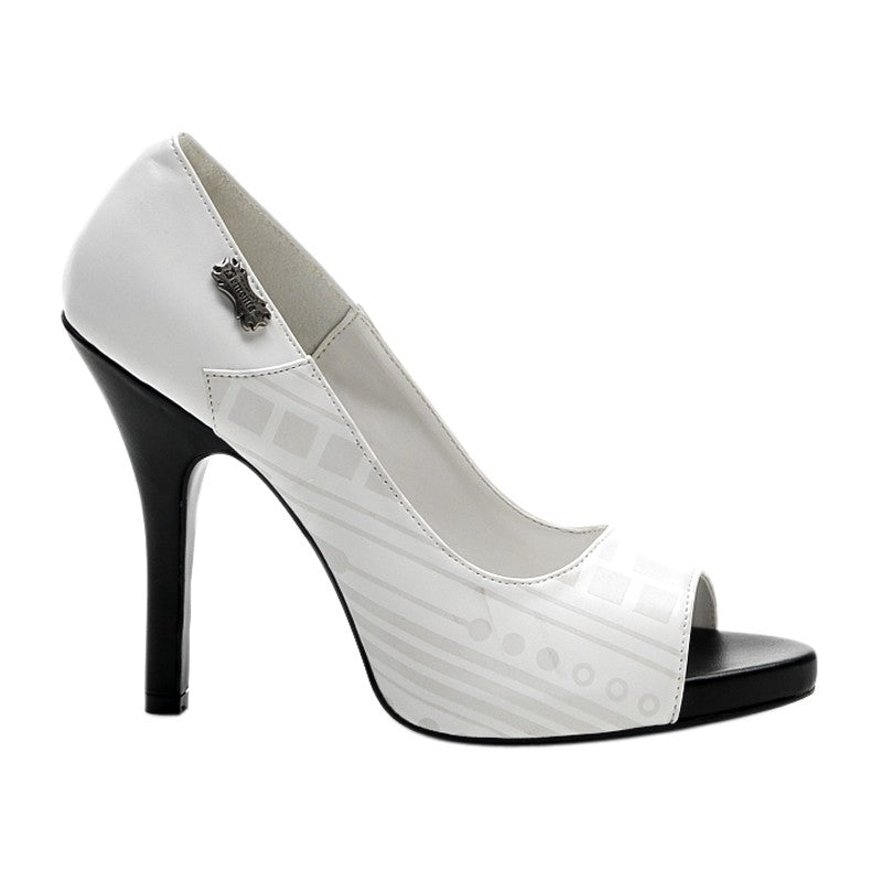 Weiße Peep Toe Pumps mit UV-Druck