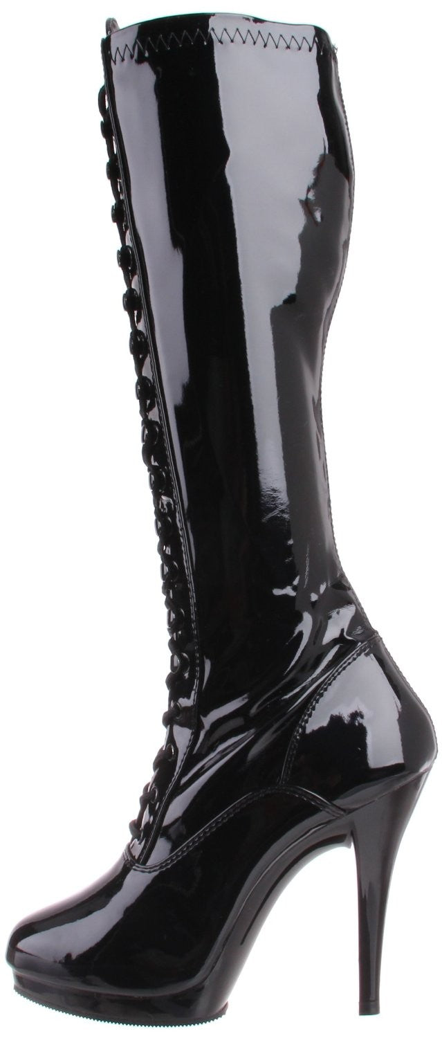 Stretchlack Stiefel mit Frontschnürung