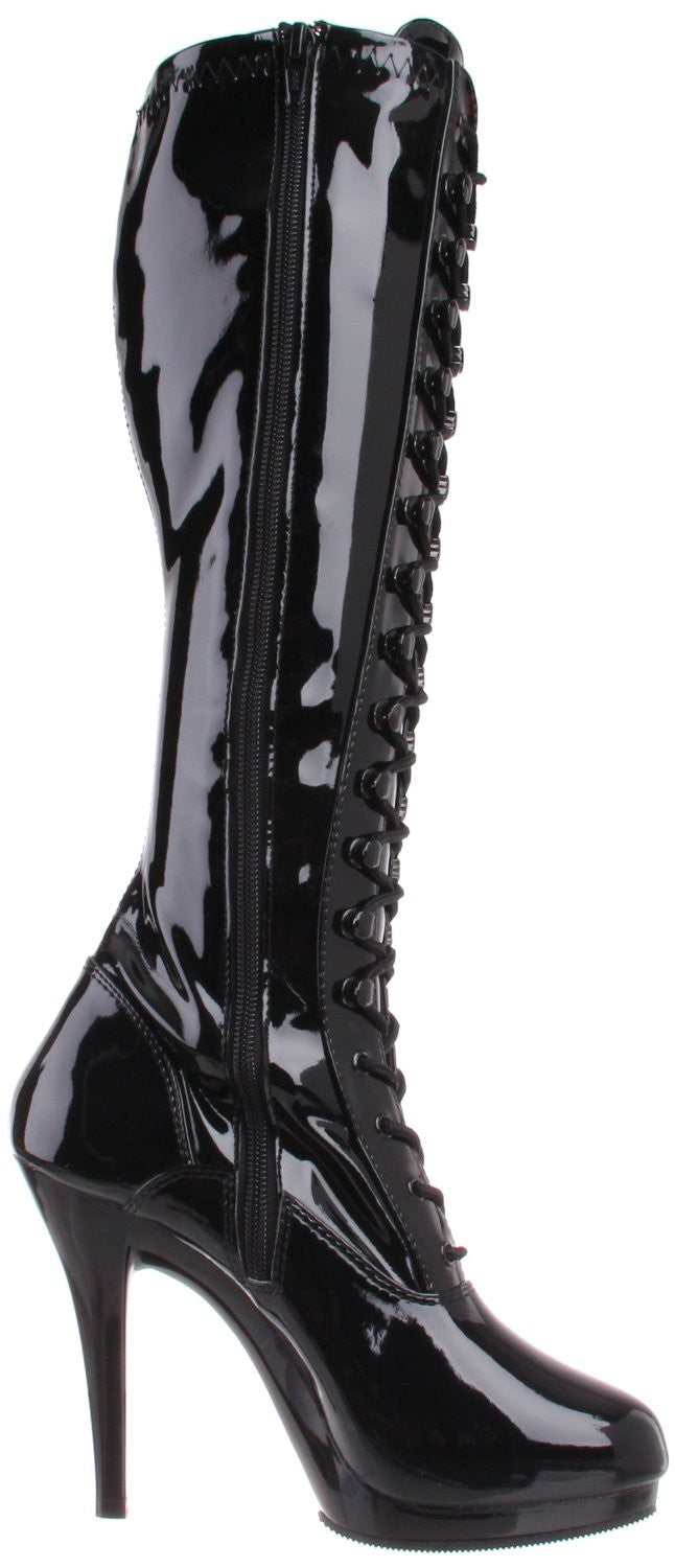 Stretchlack Stiefel mit Frontschnürung