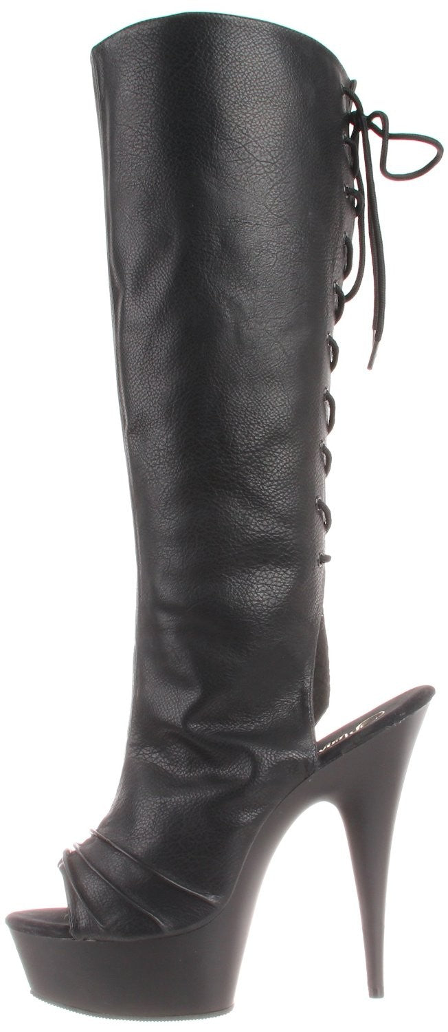 Sexy Plateau Kniestiefel aus Kunstleder