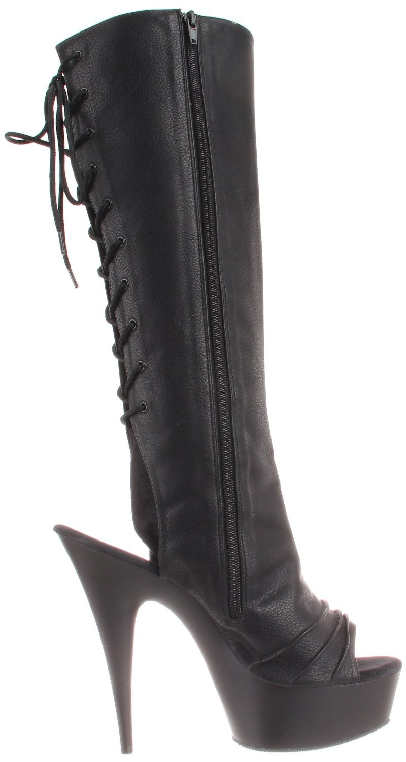 Sexy Plateau Kniestiefel aus Kunstleder
