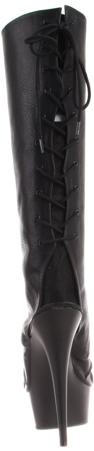 Sexy Plateau Kniestiefel aus Kunstleder
