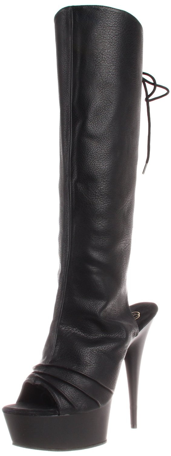 Sexy Plateau Kniestiefel aus Kunstleder