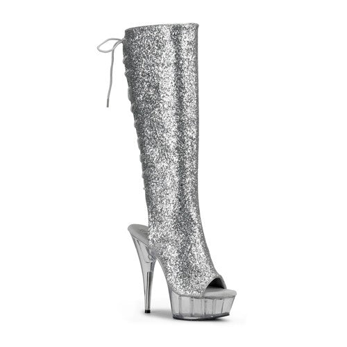Sexy Plateau Kniestiefel von Pleaser mit Glitter