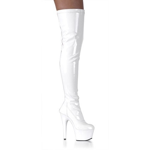 Pleaser Plateau High Heel Overknee-Stiefel aus Stretchlack