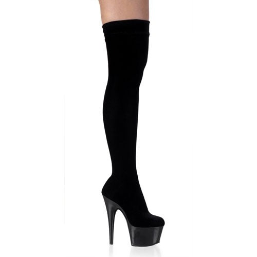 Pleaser Samt Overknee Plateau-Stiefel