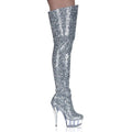 Pleaser Sexy High Heel Plateau Overknees im Glitter-Look