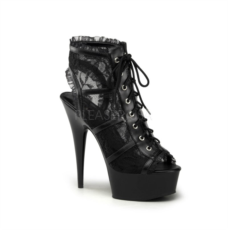 PLEASER High-Heel Plateau-Stiefelette mit Netz und Spitze