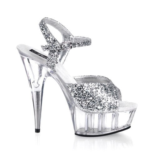 Klassische Plateau Sandalette mit Glitter
