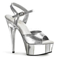 Sexy Plateau Sandalette mit Metallic-Effekt - Silber