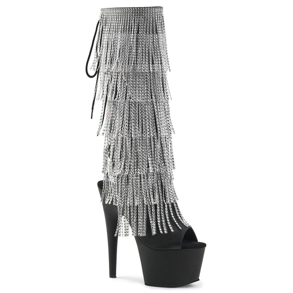 Pleaser Adore 2024RSF Lace-Up Knee High Boot - Black