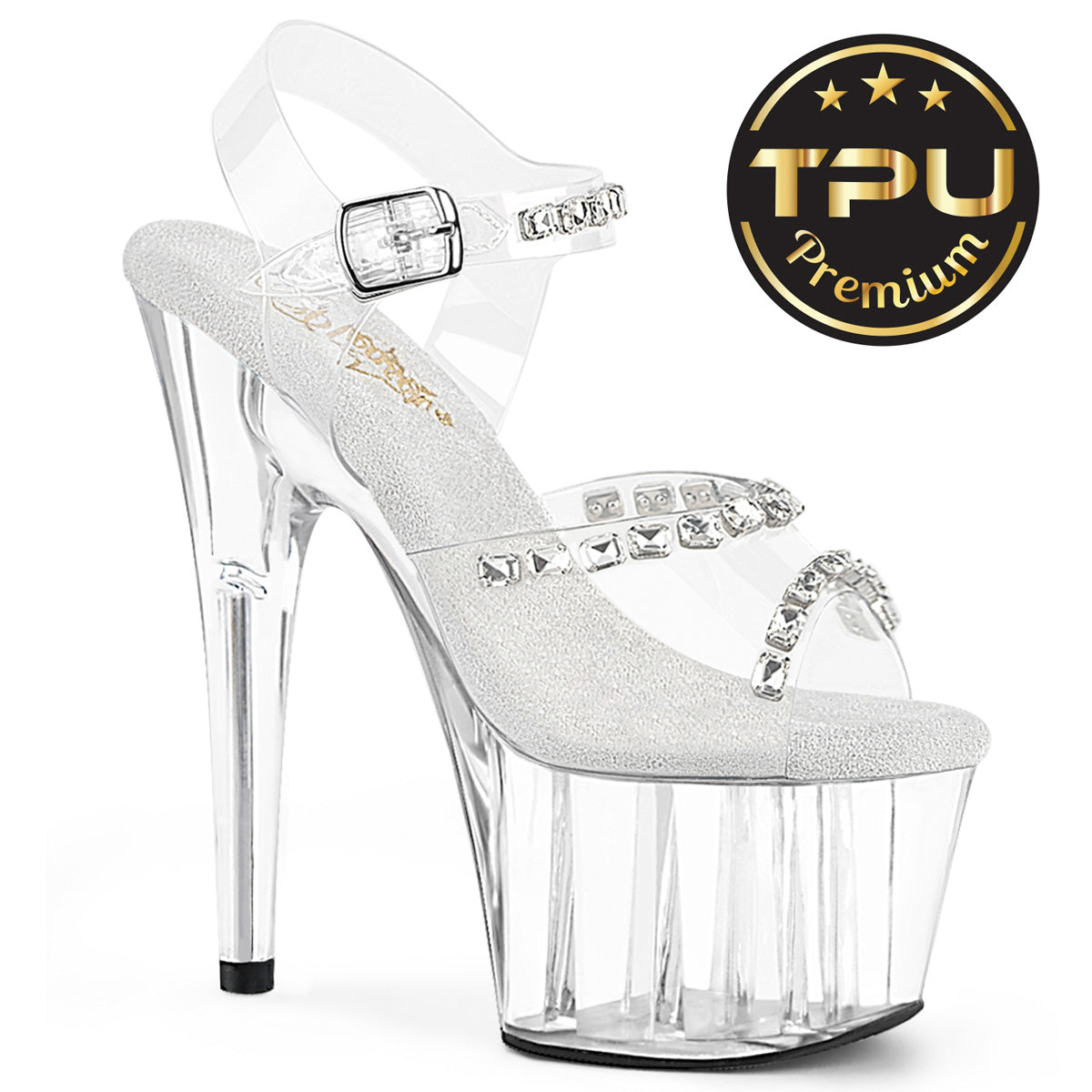 Pleaser Adore 708PREM-STN Strap Sandal - Clear