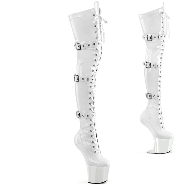 Pleaser Craze 3028 Lace-Up Boot - White