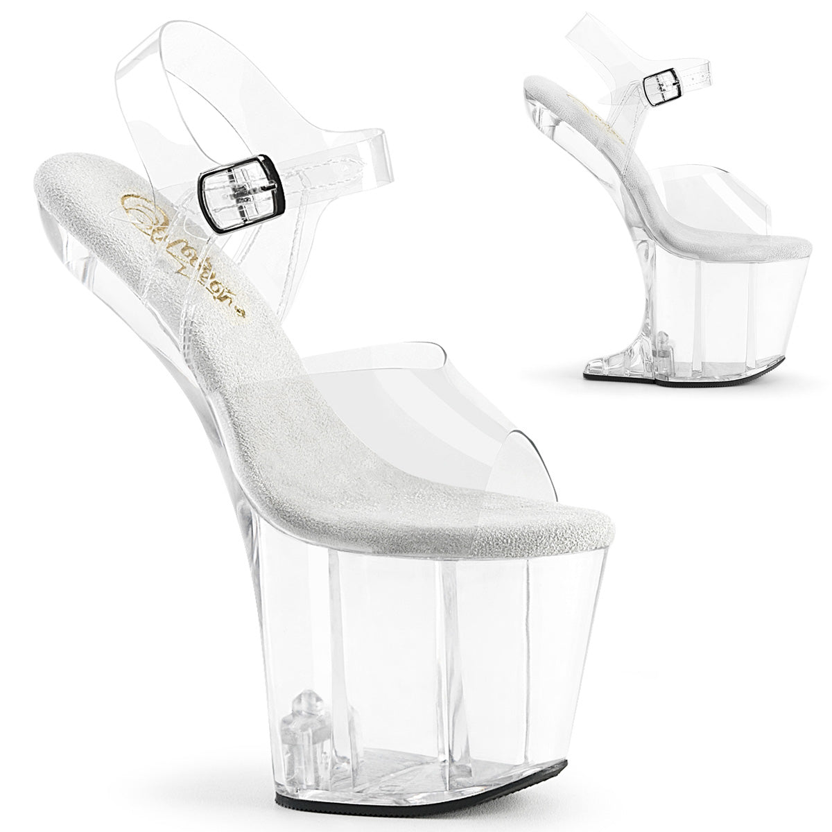 Pleaser Craze 808 Strap Sandal - Clear