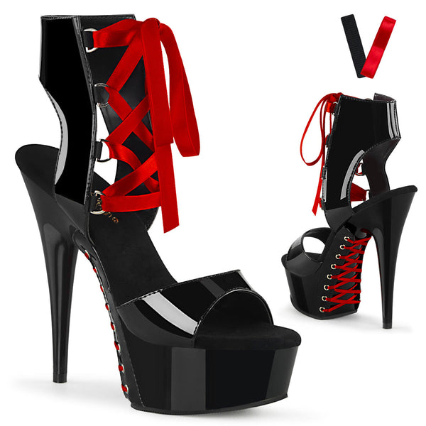 Pleaser Delight 600-14FH Lace-Up Sandal - Black