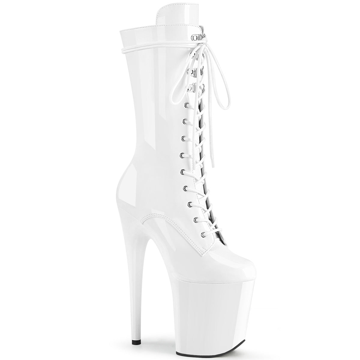 Pleaser Flamingo 1050 Lace-Up Boot - White